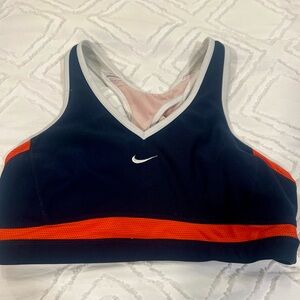 Nike Women's Navy and Orange Sports Bra Size M